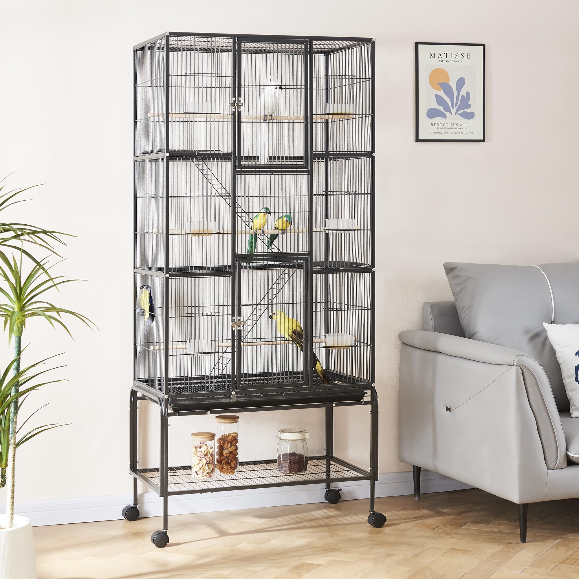 Mua Panana 69inch Height Large Bird Cages Parrot Cage Wide Flight Metal ... - Large Wheel Turning Parrot Enclosure
