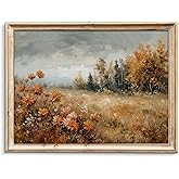 uniro Vintage Fall Landscape Wall Art, Wildflower Fall Canvas Art Print, Rustic Farmhouse Wall Decor Autumn Nature Scenery Prints Countryside Painting Picture Artwork for Bedroom Bathroom Kitchen Decor ( 8" x 10"-UNFRAMED)