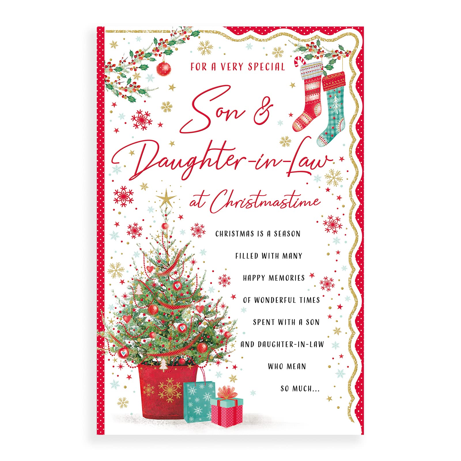 Piccadilly Greetings Sentiment Christmas Card Son & Daughter in Law - 12 x 8 inches - Regal Publishing,C85457