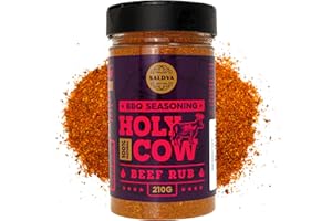 SALDVA Holy Cow BBQ Beef Rub - 100% Natural Seasoning - Packs Amazing Flavour Into Any Cut Of Beef For Wonderful BBQ And Grill Dishes - Perfectly Balanced Blend Of Spices - Large Jar (210g)
