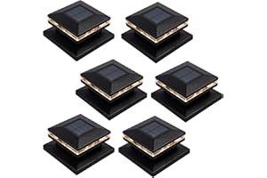 MAGGIFT 6 Pack Solar Post Lights, 15 Lumen Outdoor Post Cap Light for Fence Deck or Patio, Solar Powered Caps, Warm White High Brightness SMD LED Lighting, Lamp Fits 4x4, 5x5 or 6x6 Wooden Posts