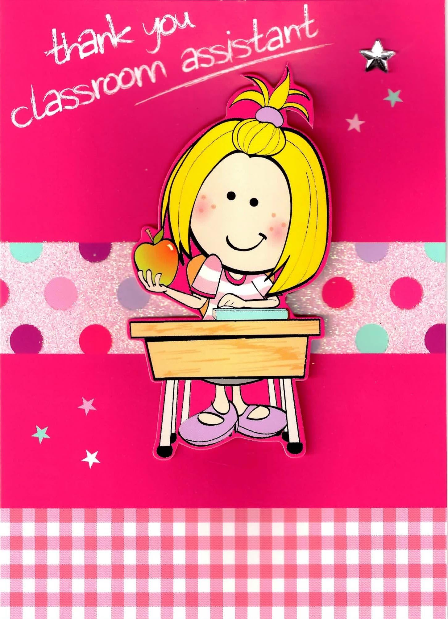 Girl Thank You Classroom Assistant Greeting Card Teacher Teaching Thankyou Cards