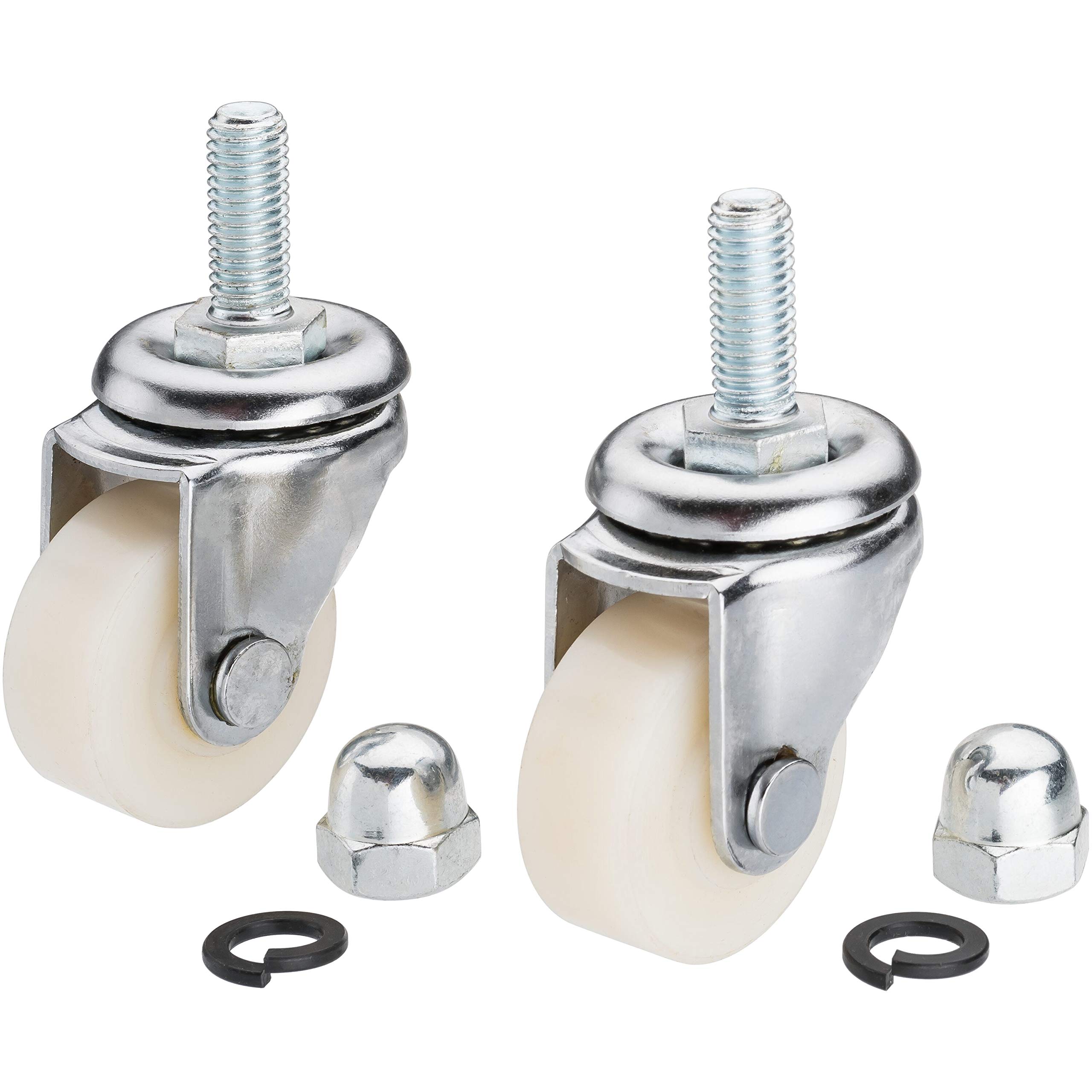 Vigor Pair of Castors for Hydraulic Service Jack, V2632, Aluminium, Swivel, 2 inches, Multi-Surface, 2.0 kg, Silver, White