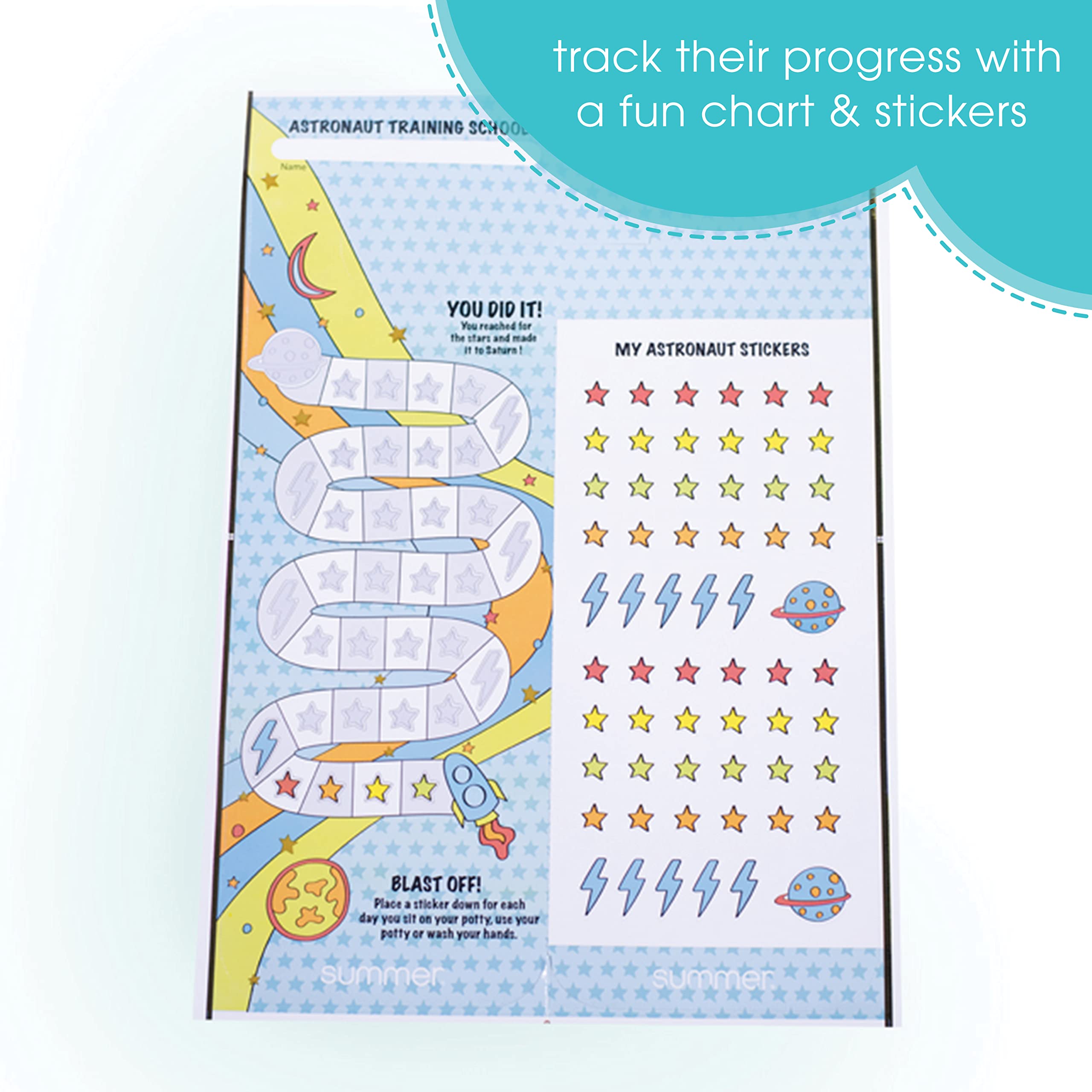 Summer Infant My Fun Potty Rewards (Blue)-3-Stage Potty Training Toilet- Includes Colorful Stickers and Training Chart,Removable Training Seat,Non-Slip Rubber Feet and Ability to Convert to Stepstool