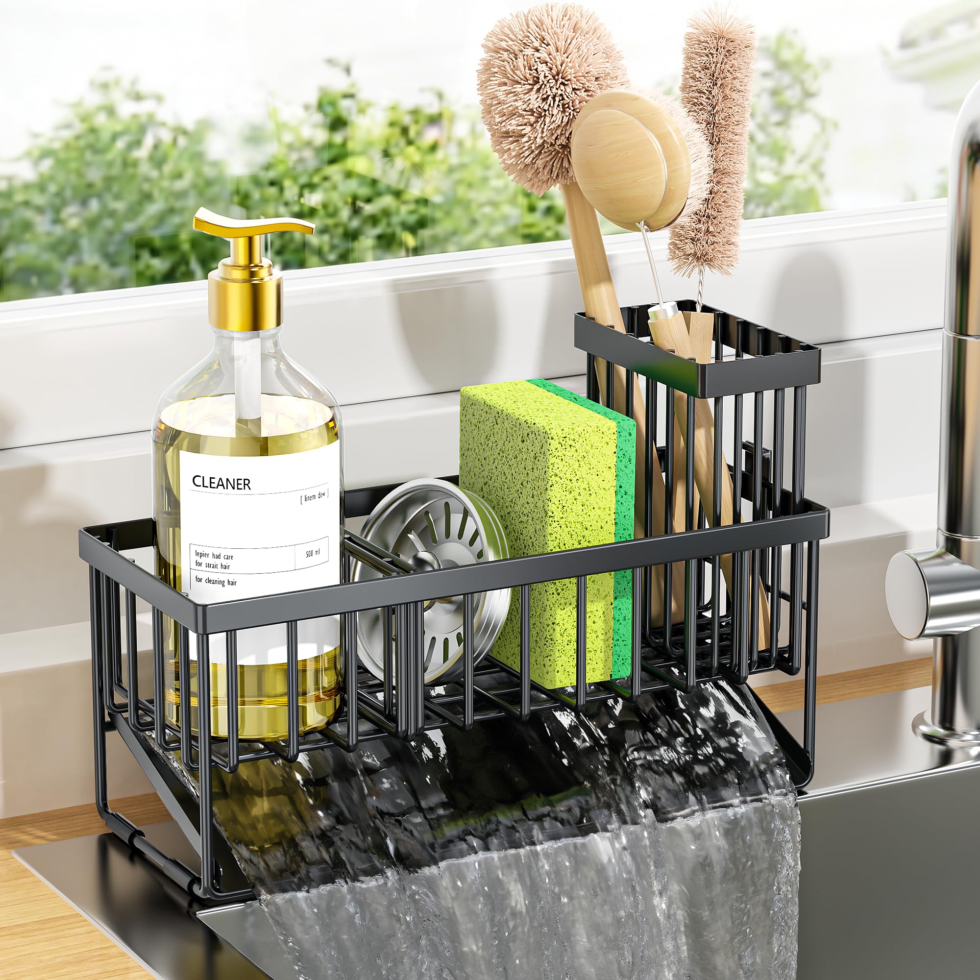 Photo 1 of **DIRTY  & BENT ** Cisily Sink Caddy Sponge Holder for Kitchen with Brush Holder and Stainless Steel Self Drain Tray, Rustproof Kitchen Sink Organizer for Sponge, Soap Dispenser Storage Accessories
