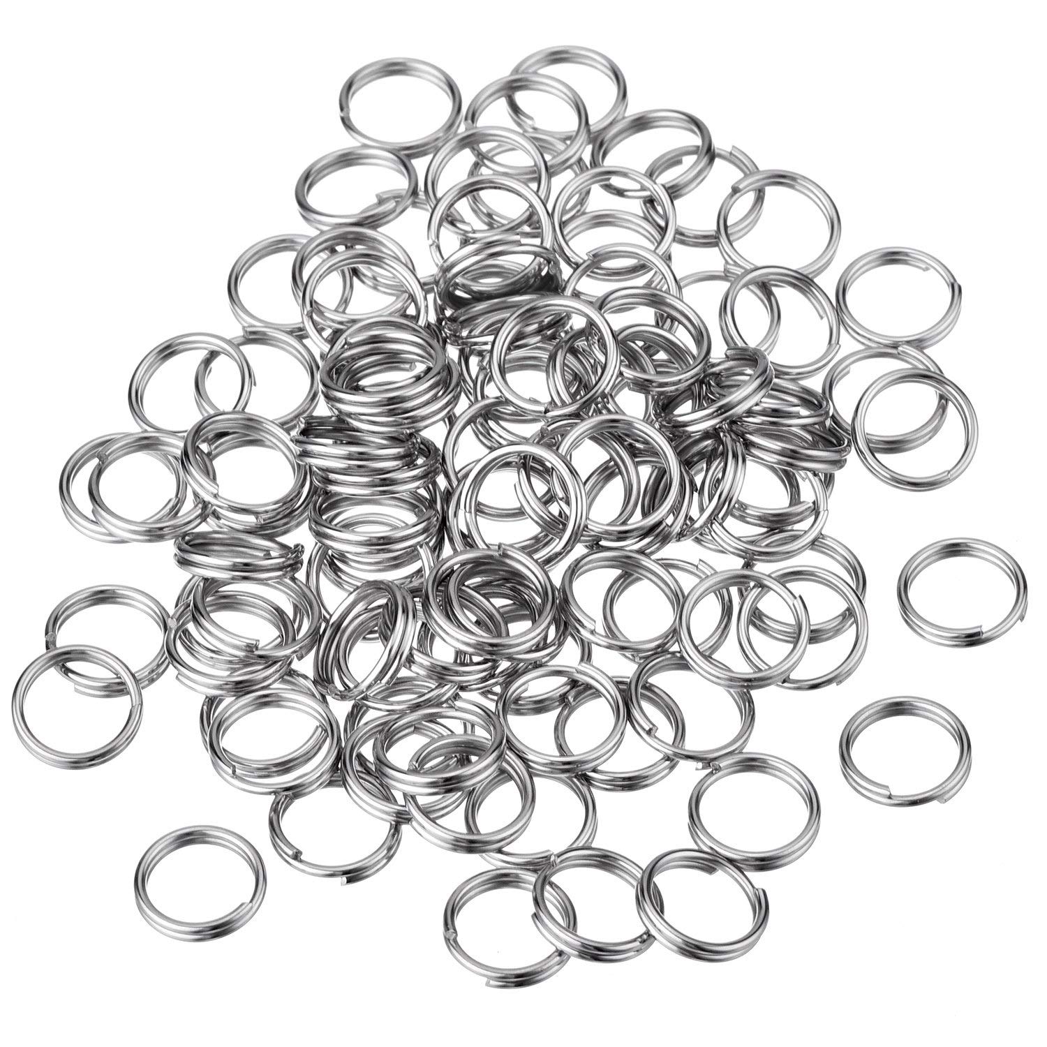 redchocol8® 100 x Pieces 10mm Double Loop Open Jump Rings, Key Rings Key Chain Rings for Keys Organisation, Silver Colour