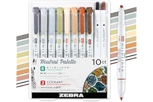 Zebra Pen Mildliner Double Ended Highlighter Set, Broad and Fine Point Tips, Assorted Neutral Vintage Ink Colors, 10-Pack (78