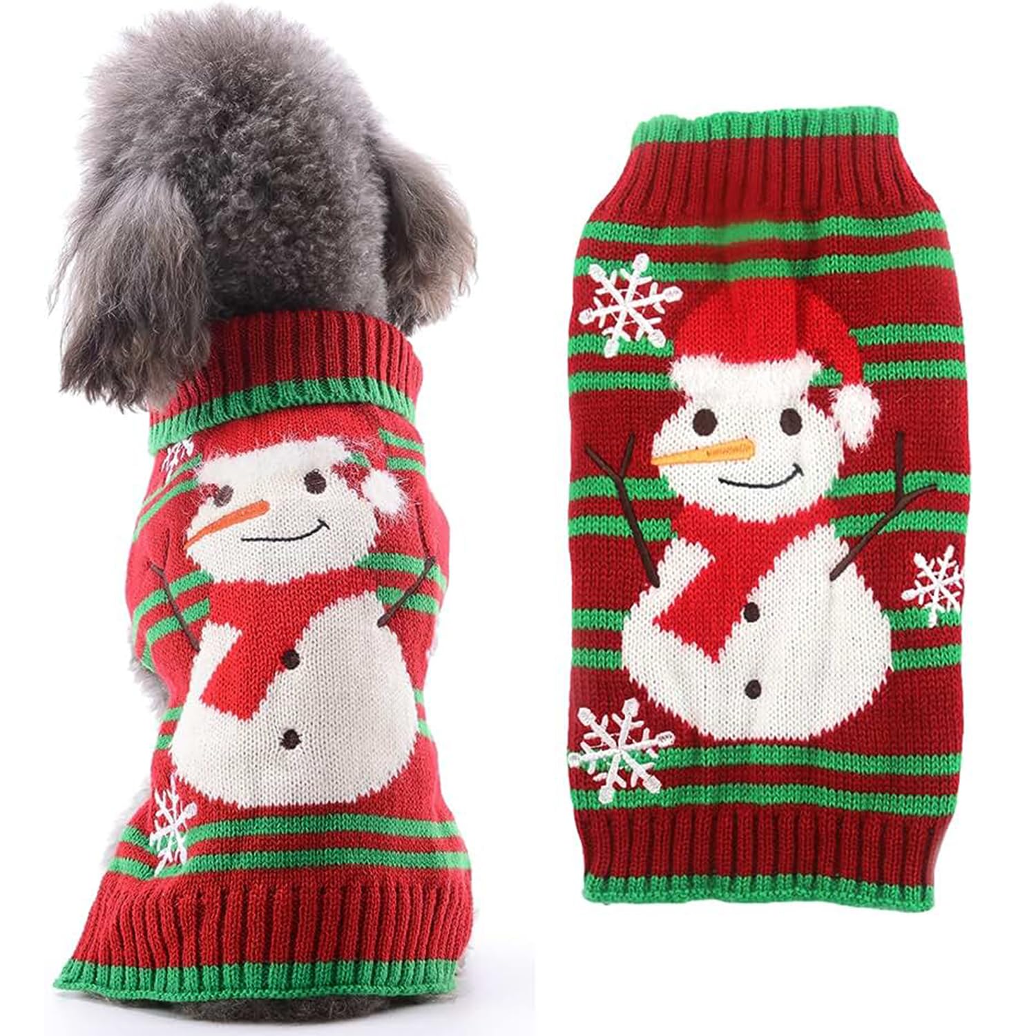ZEACCT Dog Christmas Jumper, Dog Snow Sweaters, Pet Dog Cat Sweater, New Year Christmas Sweater for Small Medium Large Dogs,Knitwear Winter WarmPuppy Cat Xmas Clothes Costume (Snowman,L)