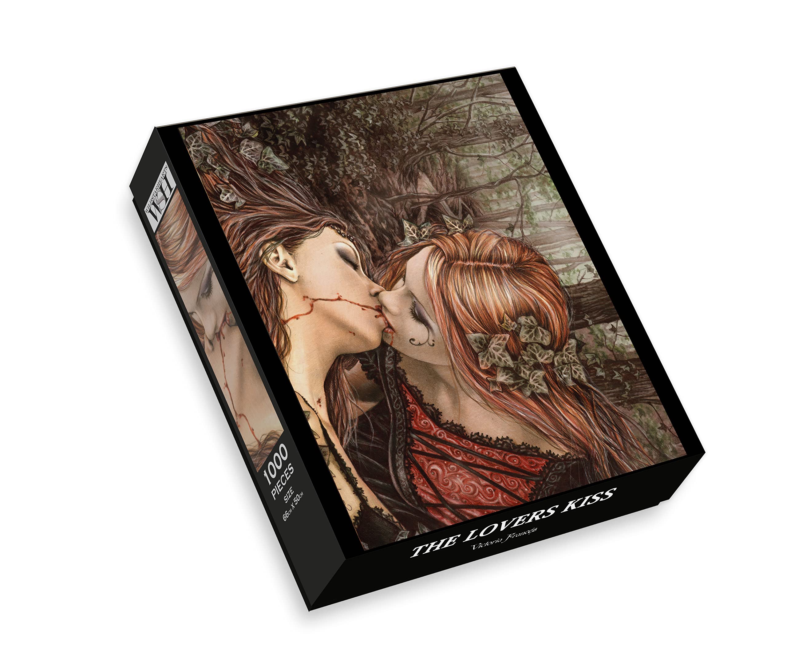 The Lovers Kiss 1000 Piece Jigsaw Puzzles for Adults, Gothic Romantic Mystical Dark Fantasy Art by Victoria Francés (Includes Poster Puzzle Guide)