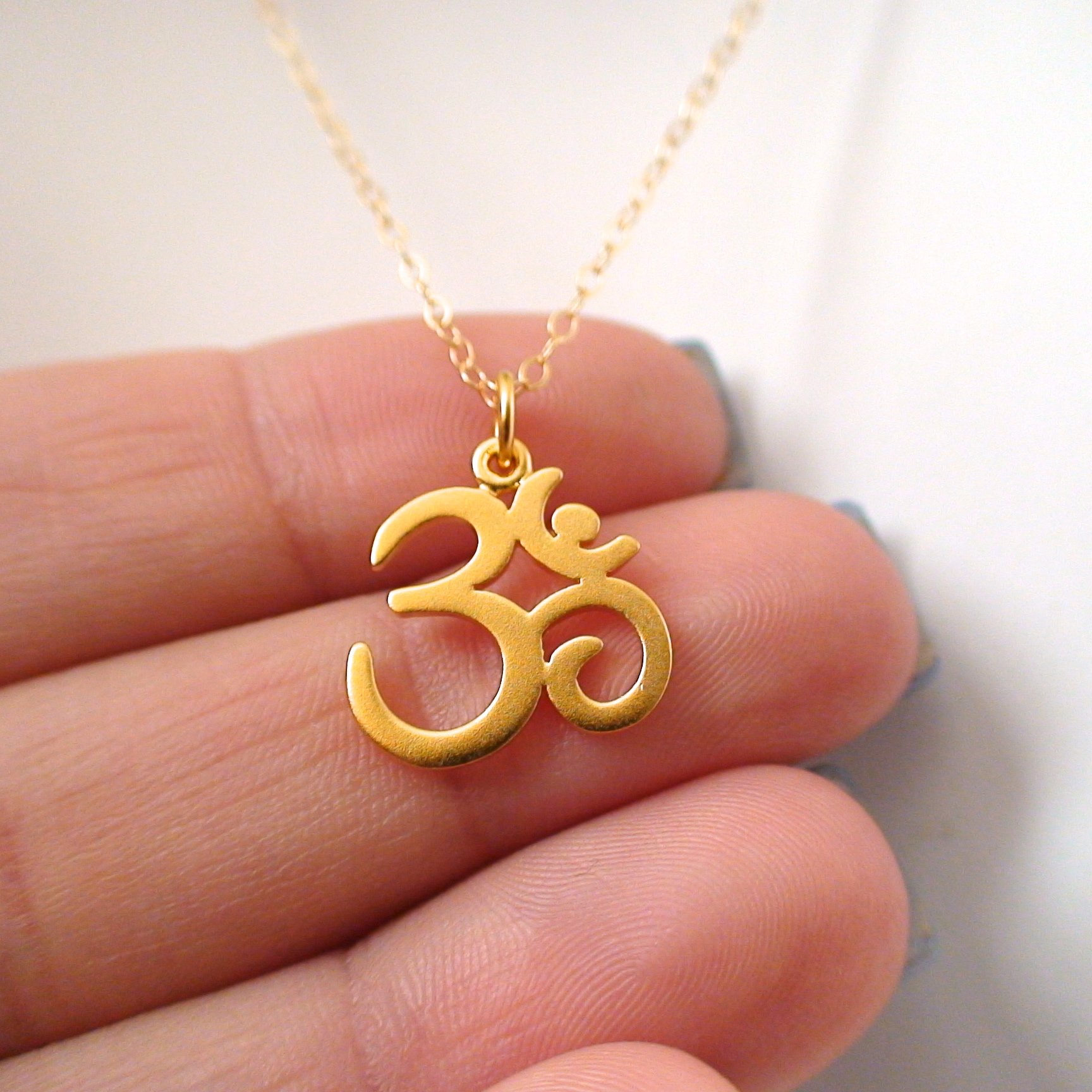 24k Gold Plated Sterling Silver Om Ohm Charm Pendant Necklace, 18 Inch