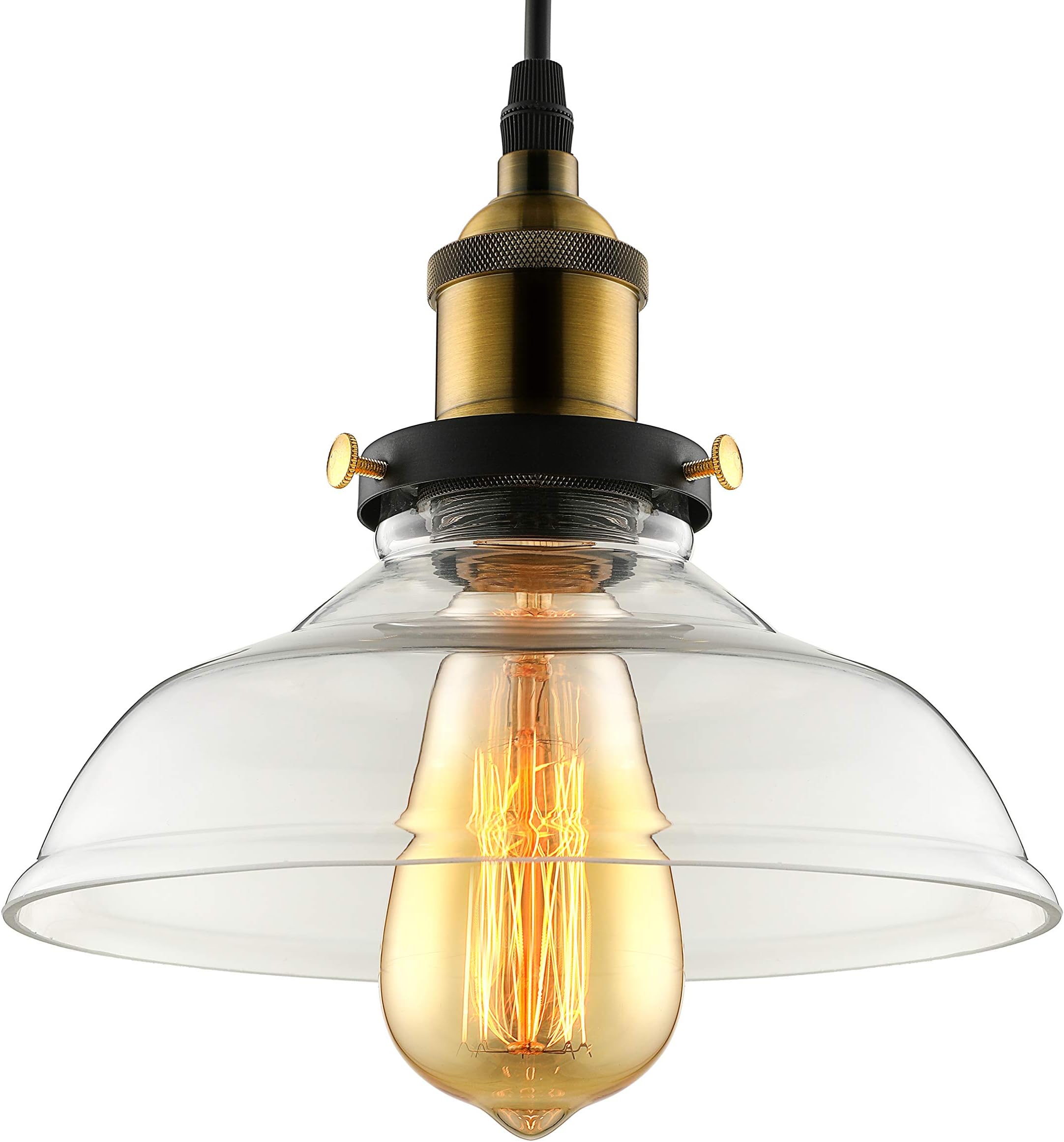BAYCHEER Industrial Edison Vintage Style Pendant Glass Hanging Light Modern Ceiling Lighting Antique Pendant Lights with 1 Light