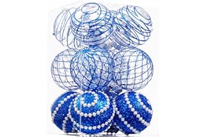 CHRISWISH 12CT Christmas Ball Ornaments Royle Blue Shatterproof Clear Large Plastic Christmas Tree Decoration, Delicate Hanging Ornaments for Xmas Party, Wedding, Holiday and Home Décor(70mm/2.76")