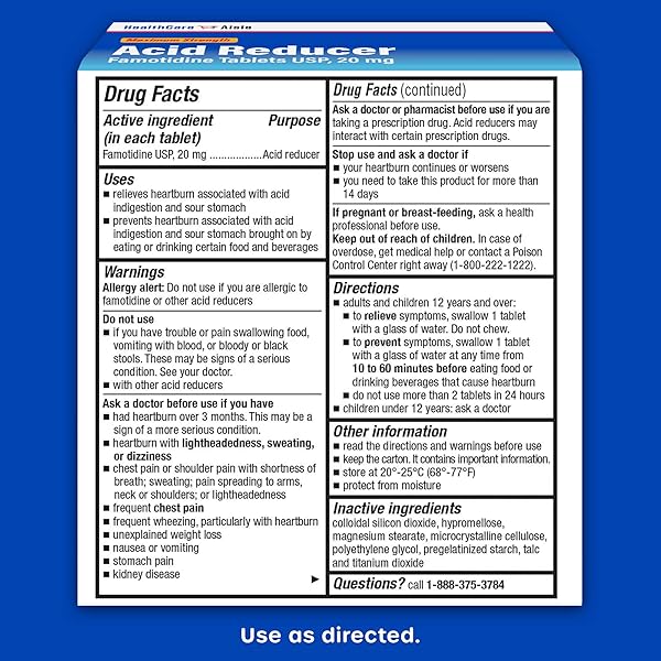 HEALTHCAREAISLE FAMOTIDINE 20 MG – 65 TABLETS – MAXIMUM STRENGTH ACID REDUCER – PREVENTS AND RELIEVES HEARTBURN DUE TO ACID INDIGESTION