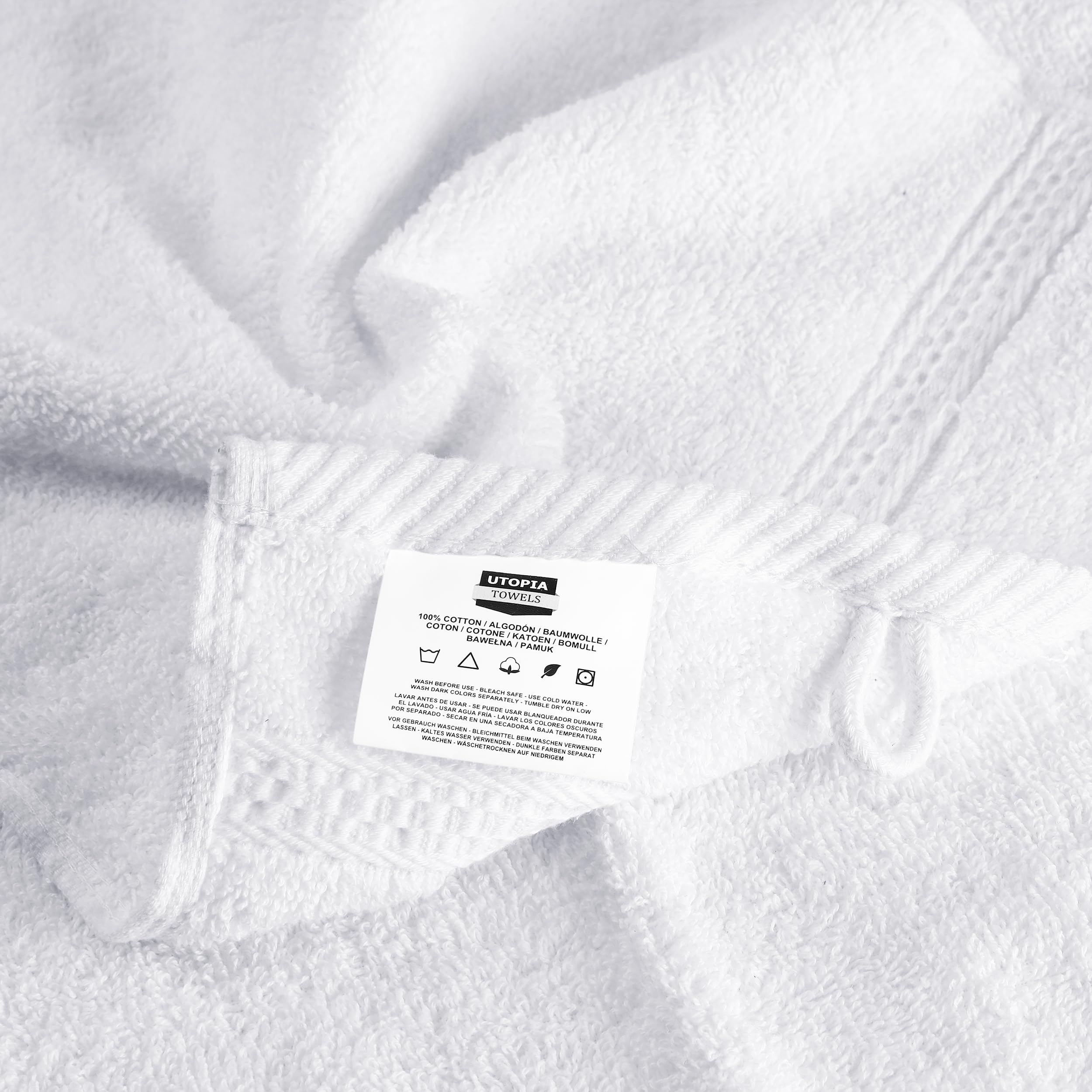 Utopia Towels - 10er Pack Gästehandtücher 30x50 cm mit Aufhängeschlaufe, 100% Baumwolle weich und saugfähig Gästetücher Set (Weiß) 6