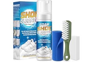 Yeardera Shoe Cleaner Kit, 6.76oz White Sneaker Cleaner with Brush & Towel, Shoe Cleaning Foam for Leather, Canvas, Knit