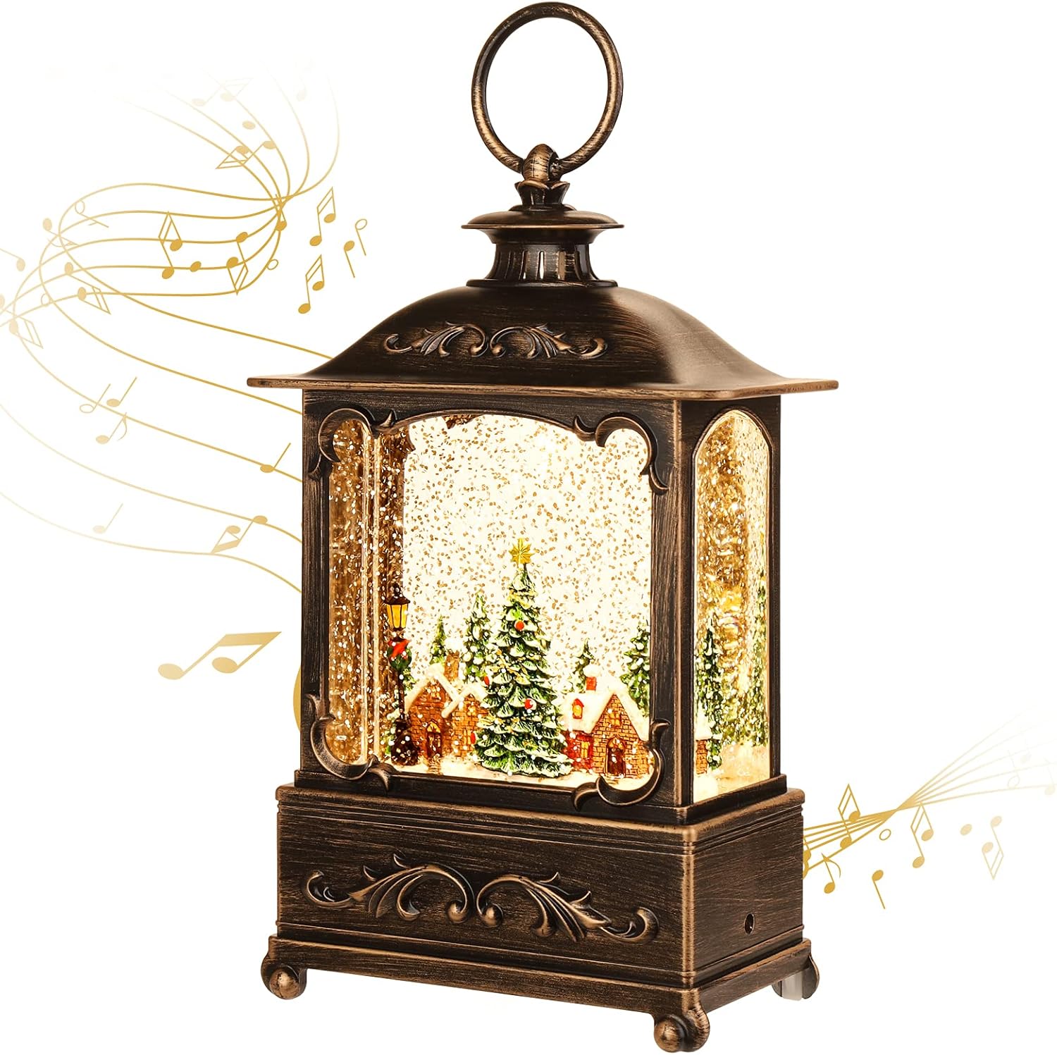 Snow Globes - Christmas Lantern, Lit Christmas Snow Globe Lantern-with USB+ Music Christmas Water Lantern Snow Globe Portable Creative Cute Christmas Decorations and Charming Gifts(Forest House