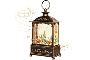 KAMPGO Christmas Lantern, Lit Christmas Snow Globe Lantern-with USB+ Music Christmas Water Lantern Snow Globe Portable Creative Cute Christmas Decorations and Charming Gifts(Forest House