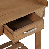 Relaxdays Wooden Planter Table with Wheels, 120 x 97 x 49 cm, Brown view 7