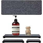 3PCS Water Absorbing Soap Dish Sponge Holder, Diatomite Stone Drying Tray Mat Sink Caddy for Kitchen Counter & Bathroom, Small Stone Bath Mat Faucet Accessories Organizer Protector,Dark Gray,9"x 3.5"