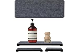 RAZBORCI 3PCS Water Absorbing Soap Dish Sponge Holder, Diatomite Stone Drying Tray Mat Sink Caddy for Kitchen Counter & Bathroom, Small Stone Bath Mat Faucet Accessories Organizer Protector,Dark Gray,9"x 3.5"