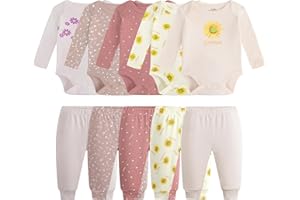 MEYSAHO Baby Newborn Layette 10-Piece Clothing Sets Soft Cotton Bodysuits Pants Sets for Baby Boys Girls Toddler Unisex