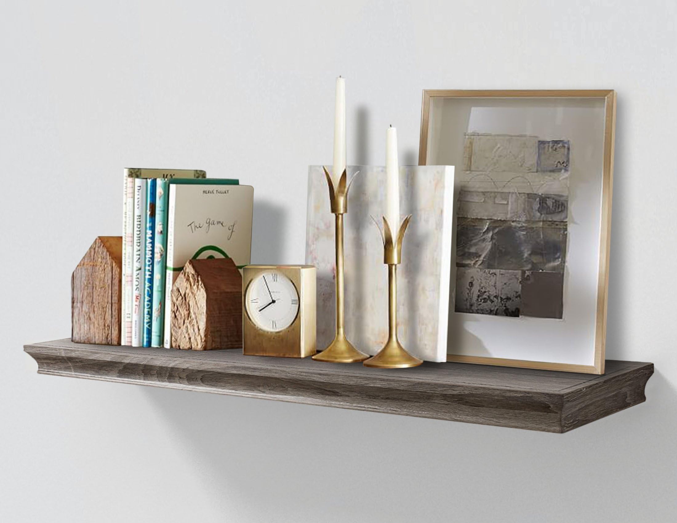 AHDECOR Floating Shelves Wall Mounted, Deeper Wall Storage Shelf for Home Décor, Super Sturdy, Easy to Install, Grey Wash, 36” Wide, 7.75” Deep