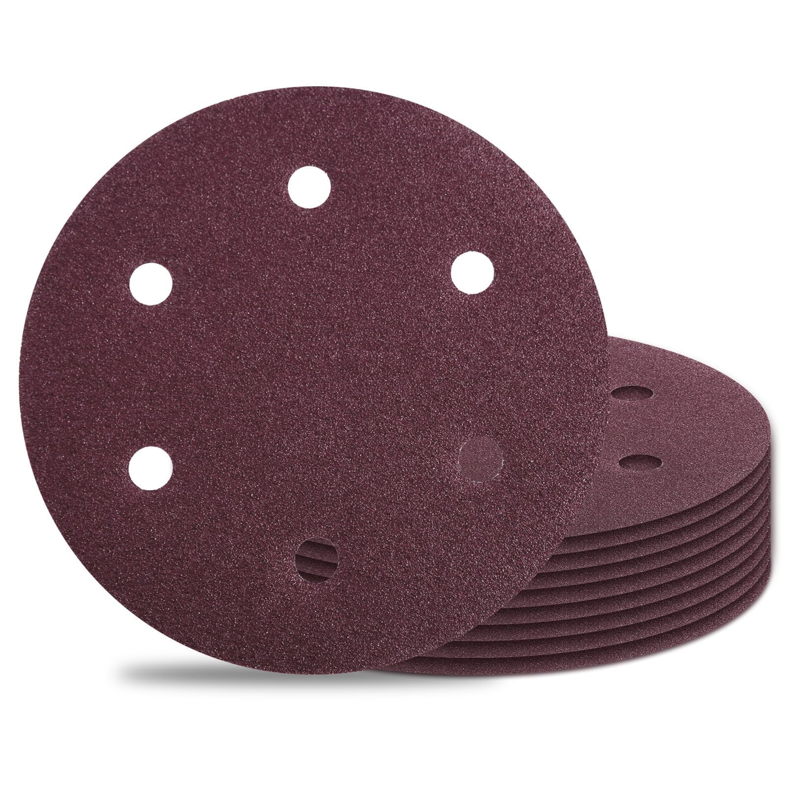 SPEEDWOX 10PCS 60 Grit 9 Inch 6 Hole Sanding Discs 9 Inch 6 Hole Hook-and-Loop Sanding Discs 9" Round Abrasive Disc Hook and Loop Sandpaper Aluminum Oxide Hook and Loop for Drywall Sander