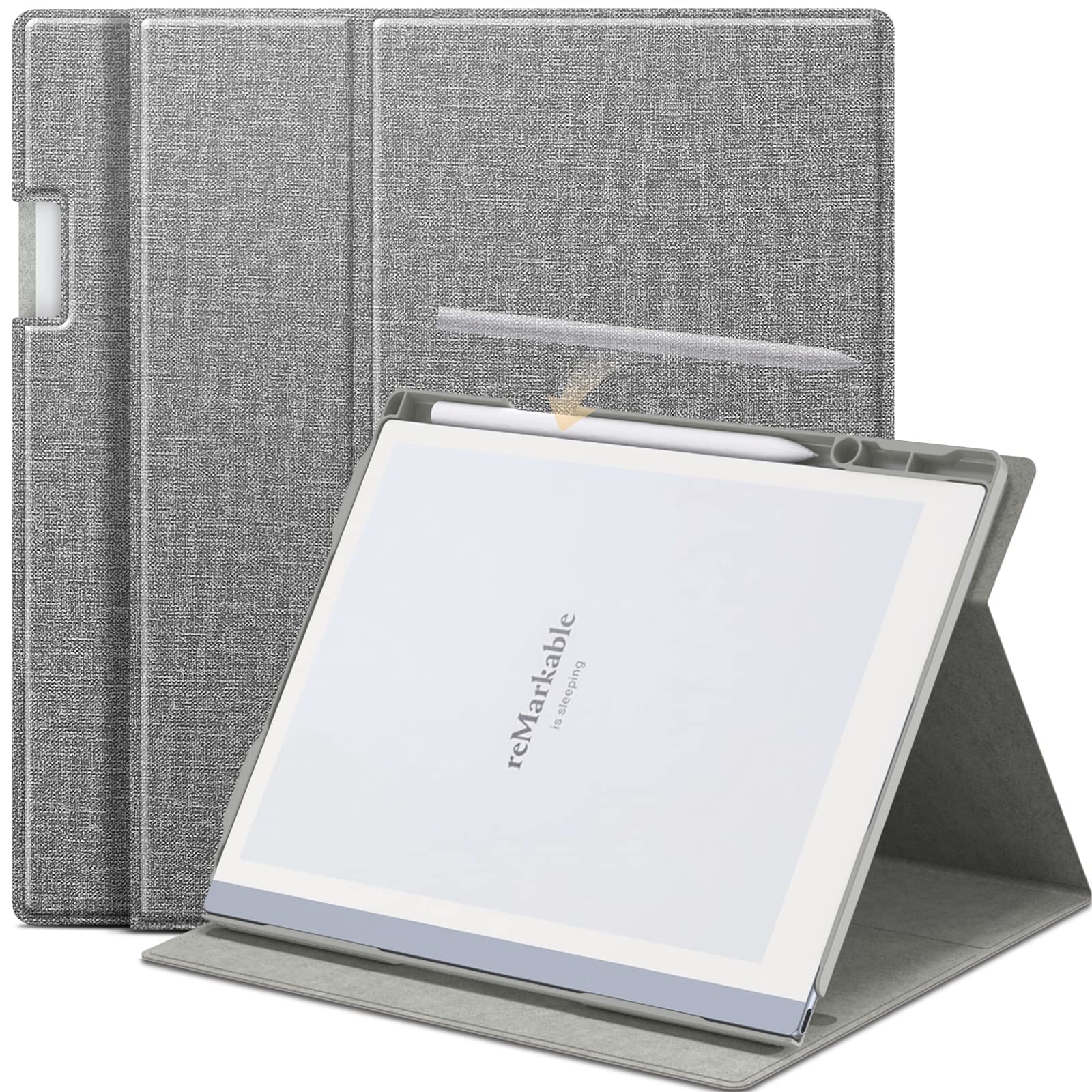 DONGZHU Case for Remarkable 2 Paper Tablet- Multi-Viewing Adjustable Folding Book Folio Cover - with Built-in Pen Holder - for 10.3" 2020 Released (Gray)