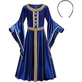 GRAJTCIN Girls Medieval Dress Renaissance Princess for Kids Halloween Outfit Costume 2 PCS