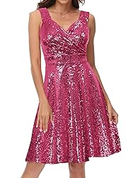 GRACE KARIN Sleeveless Shiny Sparkling V-neck