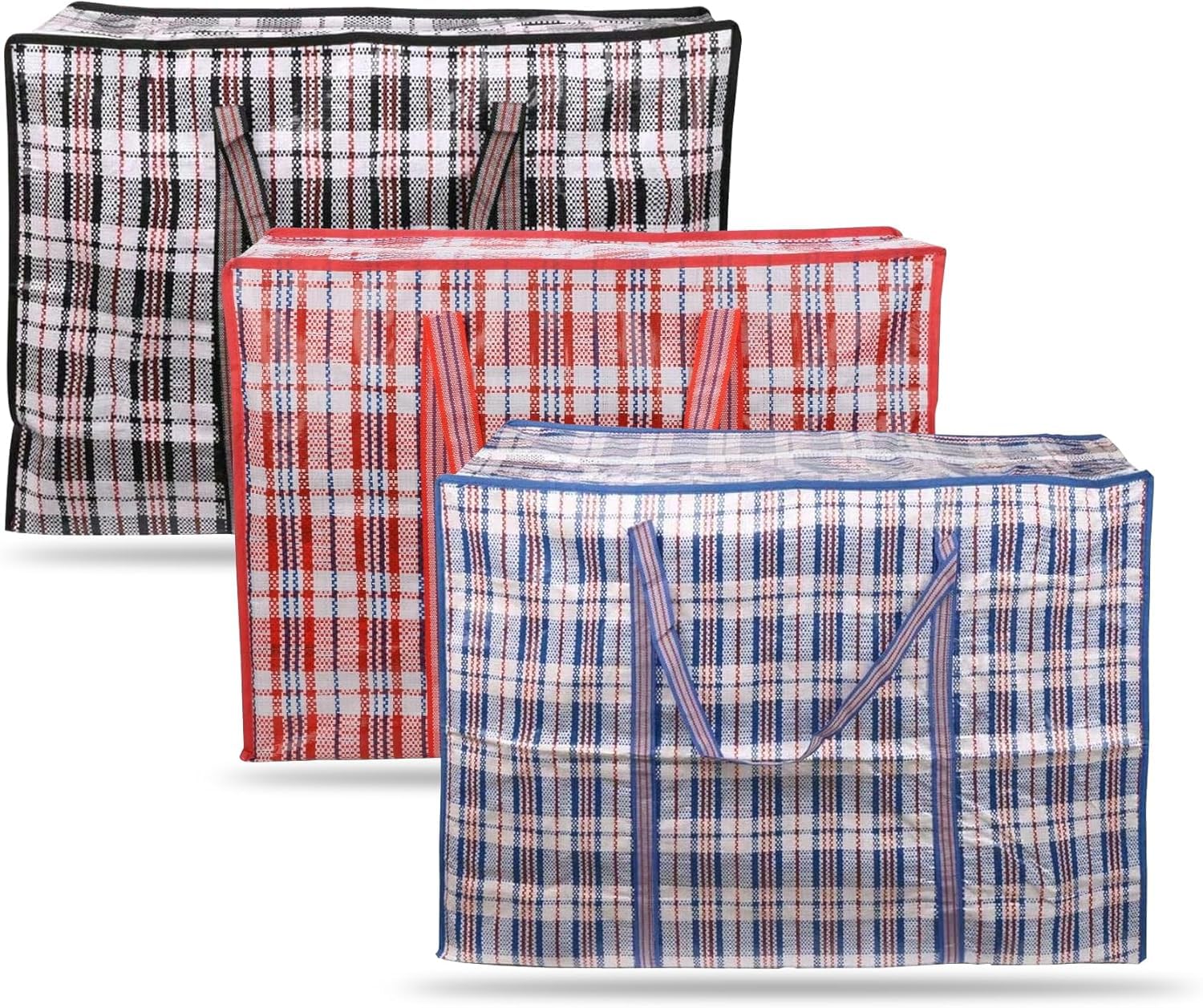 G4GADGET 2 Pack Jumbo Laundry Shopping Bags with Zips (100x70x30 cm) - Reusable Storage Bags for Moving, Clothes, and Bedding – Durable Large Bags with Handles for Laundry, Travel, and More