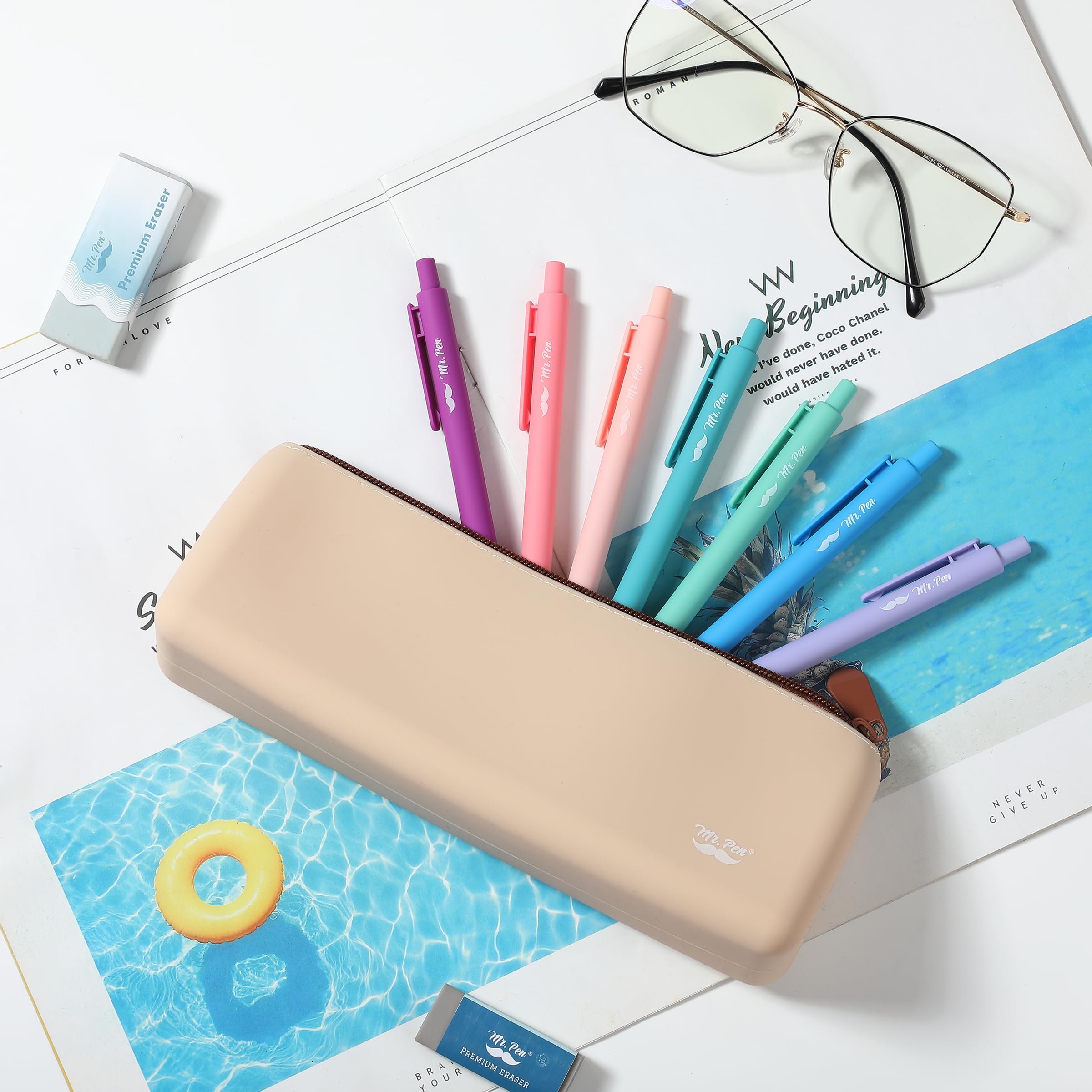 Mr. Pen- Silicone Pencil Case Pouch, Warm Beige, Aesthetic Triangular Design, Multipurpose, Aesthetic Pencil Case Small, Silicone Makeup Bag