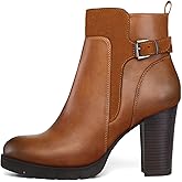 mysoft Women's Ankle Boots Chunky Stacked Heel Zipper Booties - Available in Wide Sizes