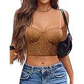 Avidlove Corset Tops for Women Push Up Bustier lingerie Mesh Sexy Going Out Party Club Top