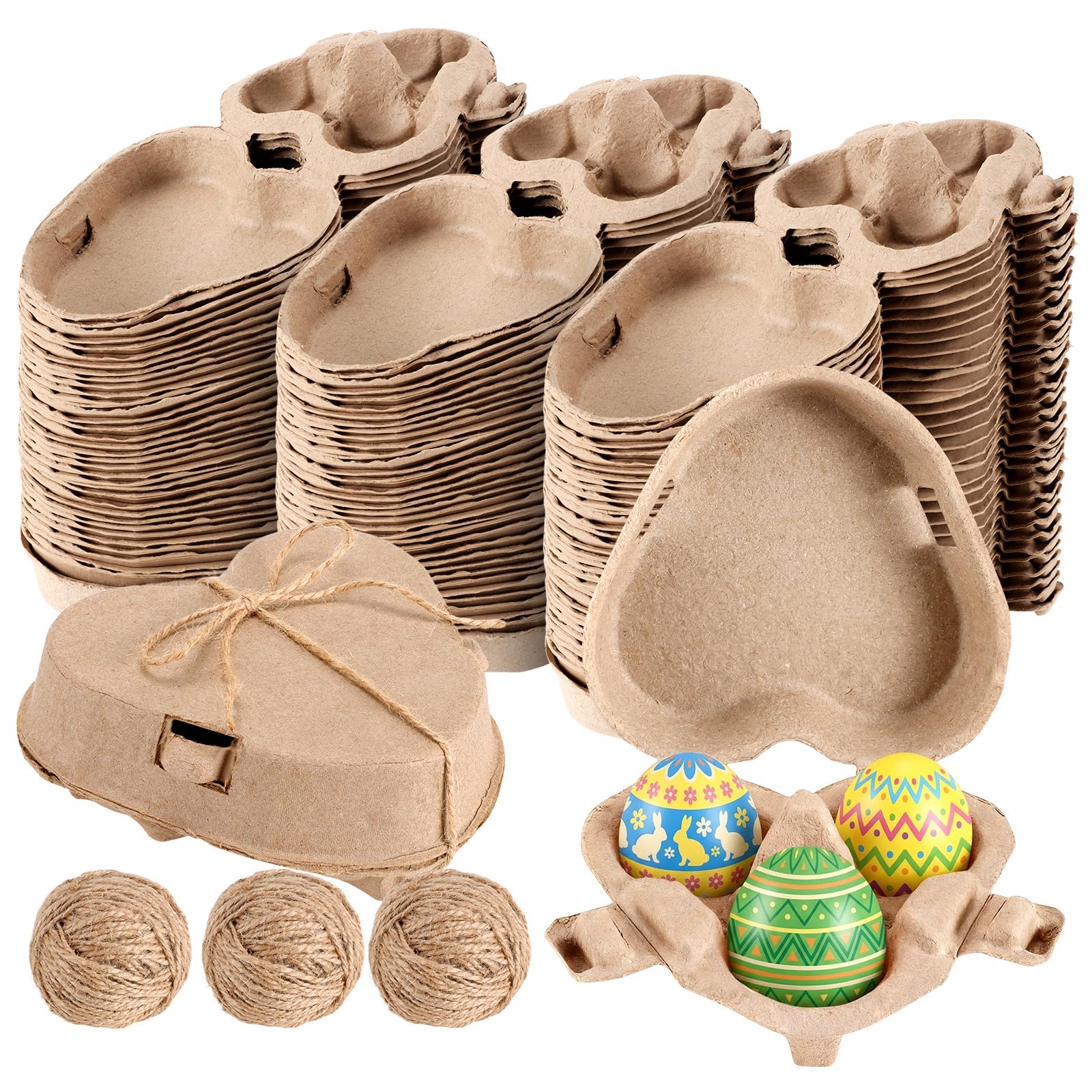 Gleom 96 Pcs Heart Shaped Egg Carton for Valentine's Day & Easter, Reusable Egg Cartons Holds 3 Eggs