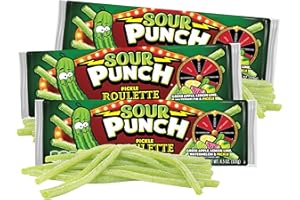 NEEDZO Sour Punch Straws Pickle Roulette, Candy Game for Parties, Funny Unique Gifts, 4.5 Ounces, (Pack of 3)