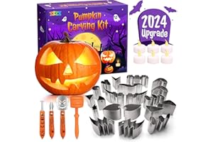 ZIZZ Pumpkin Carving Kits for Halloween: 28pcs Stainless Steel Pumpkin Carving Tools Sets for Halloween DIY Lanterns Craft Party Decoration Gifts for Teen Kids Adults & Beginner