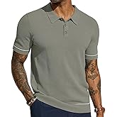 PJ PAUL JONES Mens Knit Polo Shirts Short Sleeve Textured Polo Shirts Sretchy Regular Fit