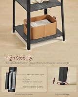 VASAGLE Coat Stand with 8 Double Hooks 4 Shelves Charcoal Grey Ink Black view 4