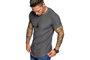 COOFANDY Men's Muscle T-Shirt Pleated Raglan Sleeve Bodybuilding Gym Tee Short Sleeve Fashion Workout Shirts Hipster Shirt