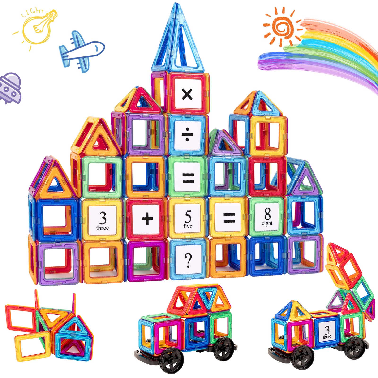 aaczly Magnetic Building Blocks 74PCS Magnetic Tiles for Kids 3D Building Construction STEM Educational Toys for Toddler Boys Girls Age 3 4 5 6 7 8 Years Old