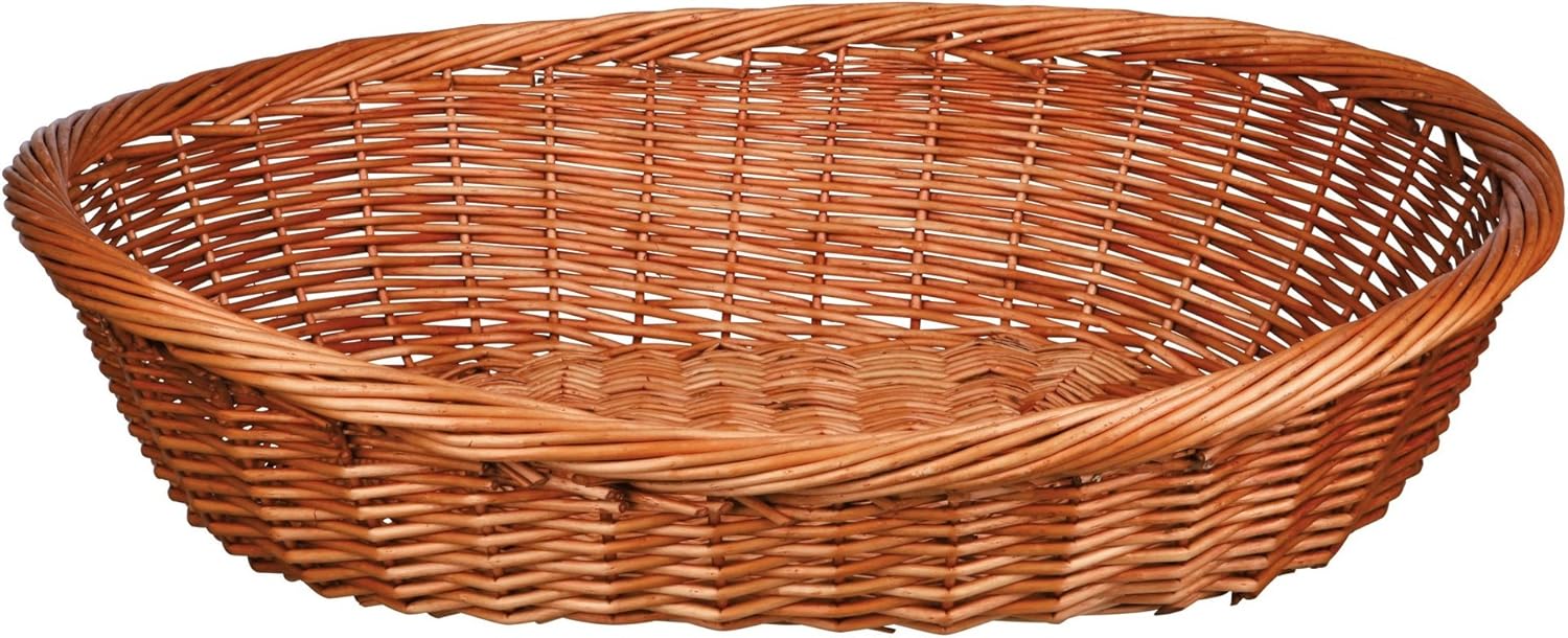 Cesto In Vimini Intrecciato Grande - Prodotto Naturale A Mano Con Inserti In Tessuto, 50x35x38 Cm - 4