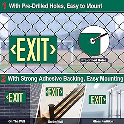 3Pack Photoluminescent Exit Sign Green - 14.25"x