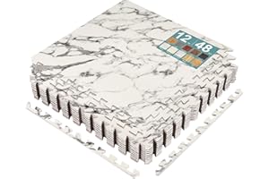 Sorbus 48Sq. Ft. Wood Grain Floor Tiles Foam Mat EVA Interlocking Mats Tile 3/8-Inch Thick Flooring Wood Puzzle Exercise Mats