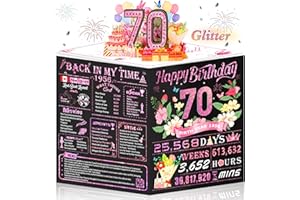OLOSONG 70th Birthday Cards for Women, 3D Pop Up 70th Birthday Decorations Ideas for Mother Grandma, Rose Gold Happy 70 Year 