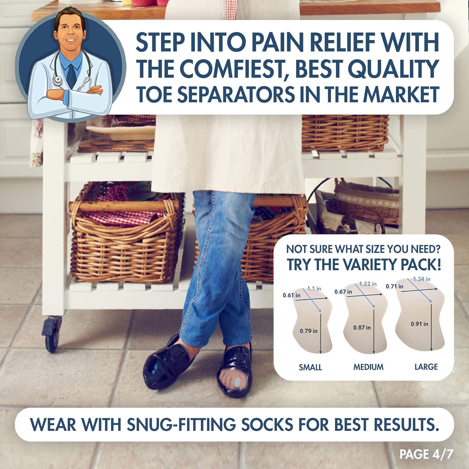 Dr. Frederick’s Original Gel Toe Separators - 6 Pieces - Variety Pack - Bunion Treatment - Small, Medium and Large Sizes: Health & Personal Care