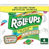 Fruit Roll-Ups Mini Rolls Tropical Tie-Die Fruit Flavored Snacks, 4 ct | Gluten Free &amp; Gelatin Free, Individually Wrapped for Lunchboxes &amp; On-The-Go