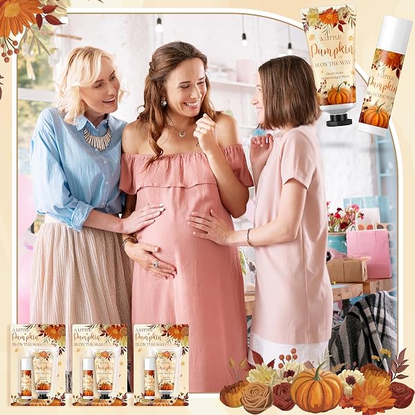 DANSIB 30 SET GENDER REVEAL GIFTS FOR GUESTS 30 PCS PUMPKIN BABY SHOWER HAND CREAM AND 30 PCS LIP BALM WITH 1 WOODEN STAND BABY SHOWER PRIZES PARTY FAVORS FOR GUESTS FOR GENDER REVEAL SOUVENIRS