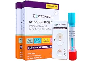 EZCHECK® at-Home iFOB Test (2 Tests) Immunochemical Fecal Occult Blood Test (FIT) for Colon Health Screening, Colon Cancer Screening, Colorectal Cancer Screening, Colon Disease Test