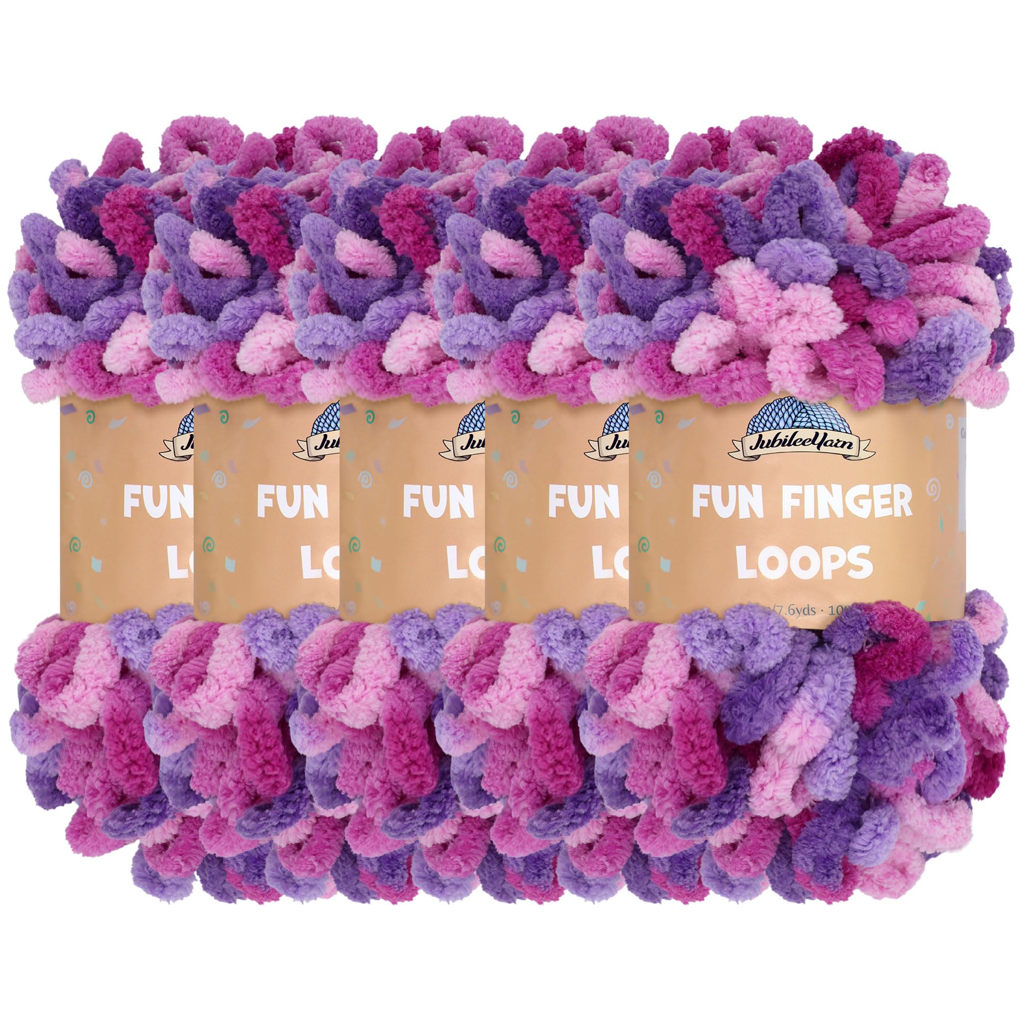 JubileeYarn Fun Finger Loops Yarn - Polyester Jumbo Weight Loop Yarn - 100g/Skein - Nyx - 5 Skeins